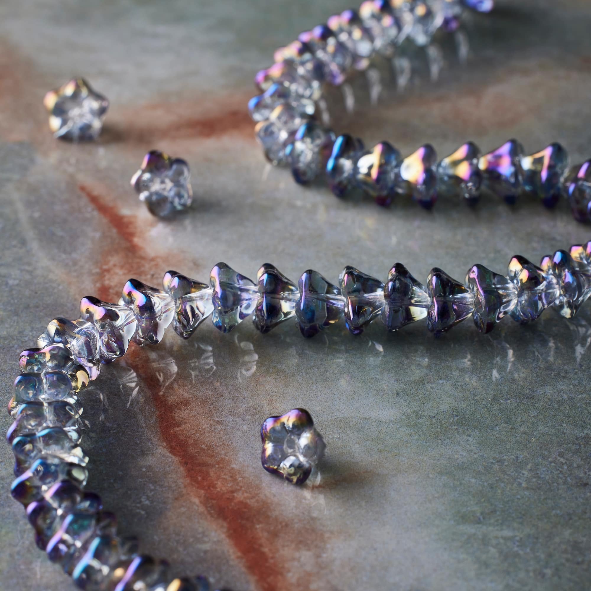 Purple AB Glass Flower Beads, 7.5mm by Bead Landing™